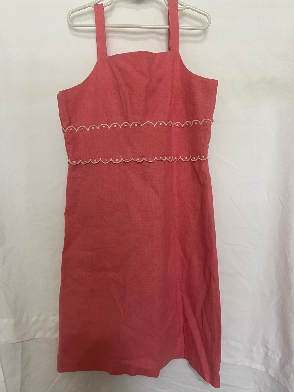 KC Parker Coral Sleeveless Dress with Scalloped Waist Trim